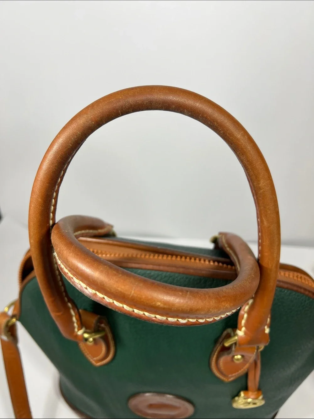 🦆 DOONEY & BOURKE NORFOLK FIR GREEN BRITISH TAN PEBBLE AWL SATCHEL VINTAGE